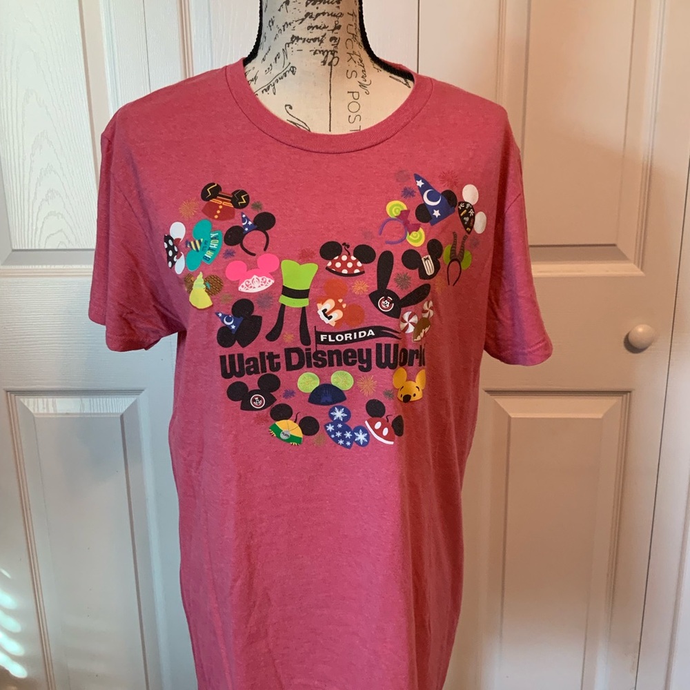 Pink Short Sleeve Tee with Mickey Mouse Graphic